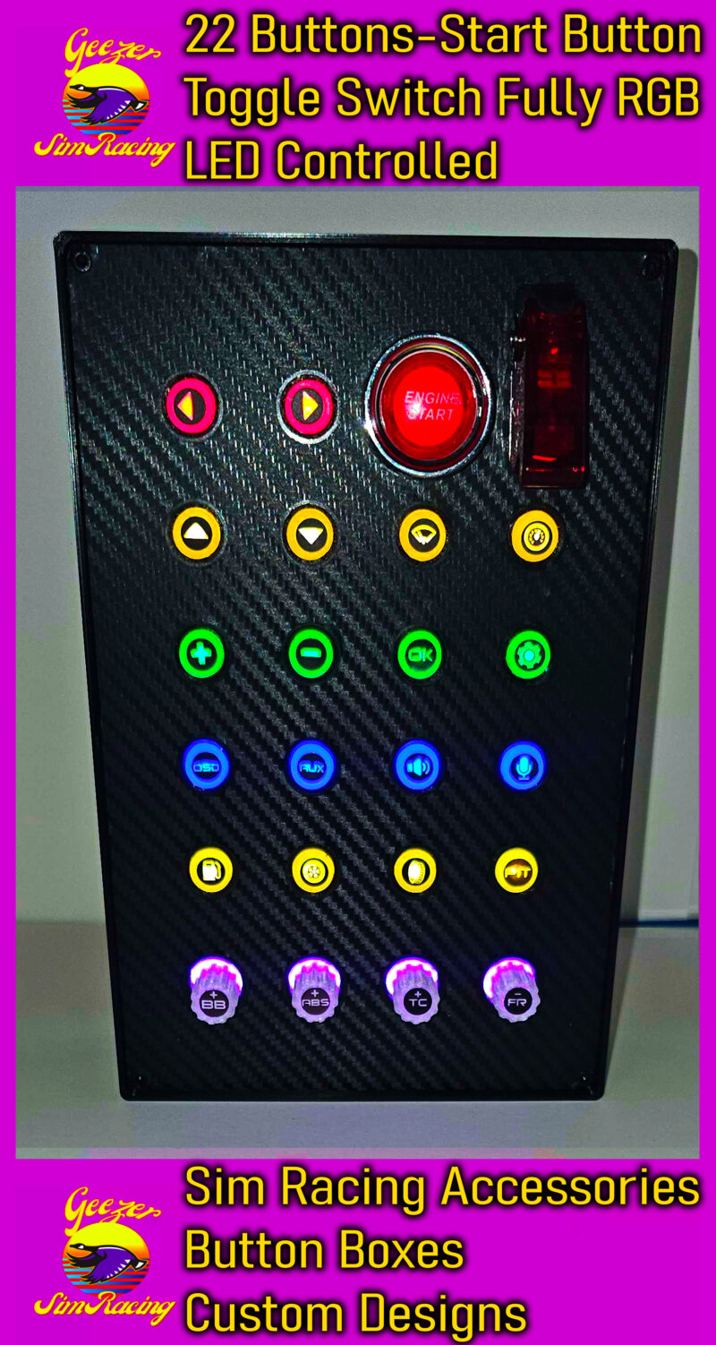 Sim Racing Button Box with RGB addressable buttons